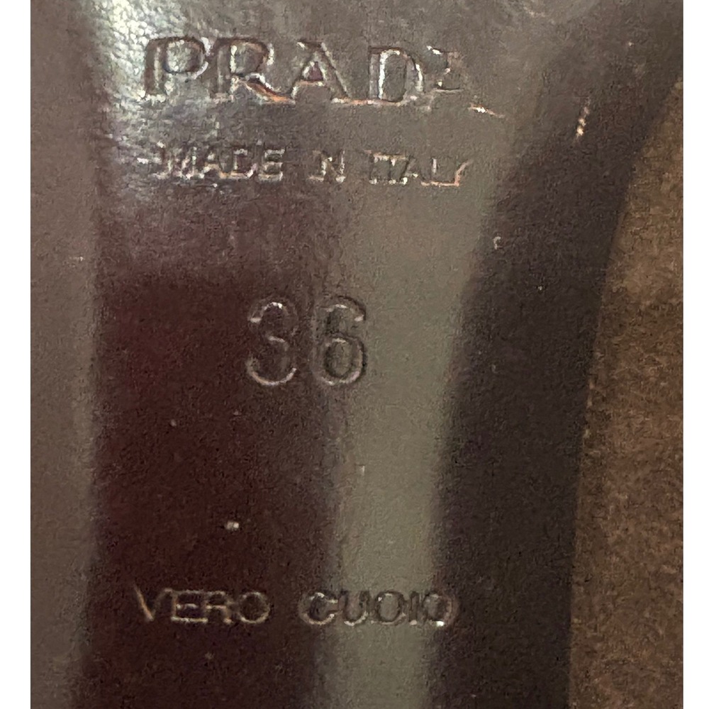 Prada Milano Womens Brown Suede Pointed Toe Kitten Heel Knee High Boots - Picture 8 of 9